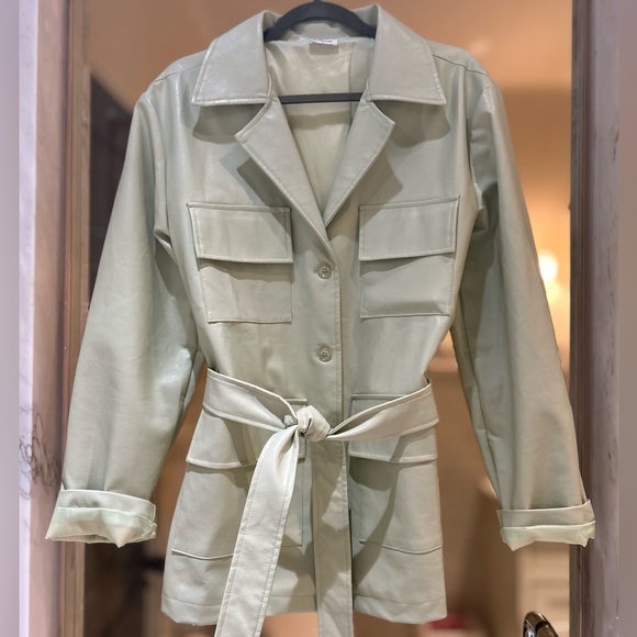 NWOT Bobbles & Lace Vegan Leather Trench Coat - Picture 3 of 3